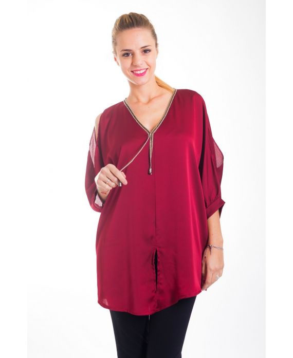 TOP SOIREE EFFET SATINE 4418 BORDEAUX