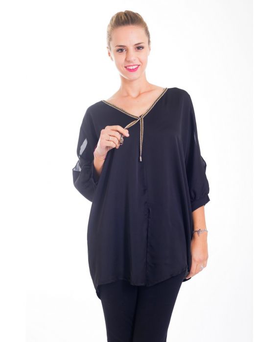 TOP SOIREE EFFET SATINE 4418 NOIR