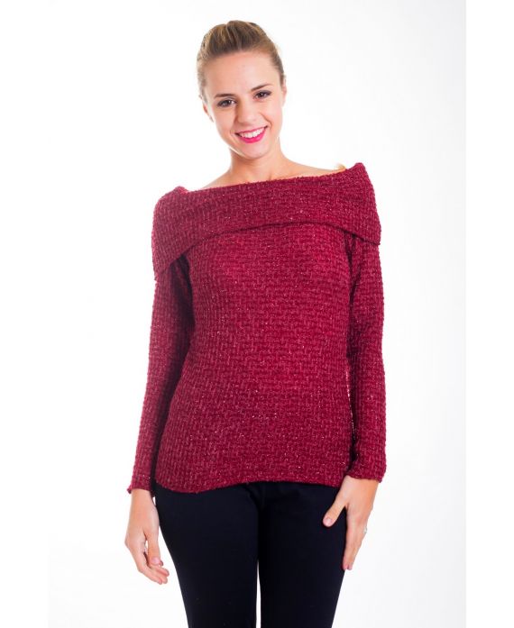 MAGLIA CON SCOLLO A CADERE 4417 BORDEAUX