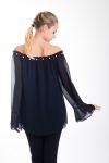TUNICA CON PERLINE SULLE SPALLE 4416 NERO