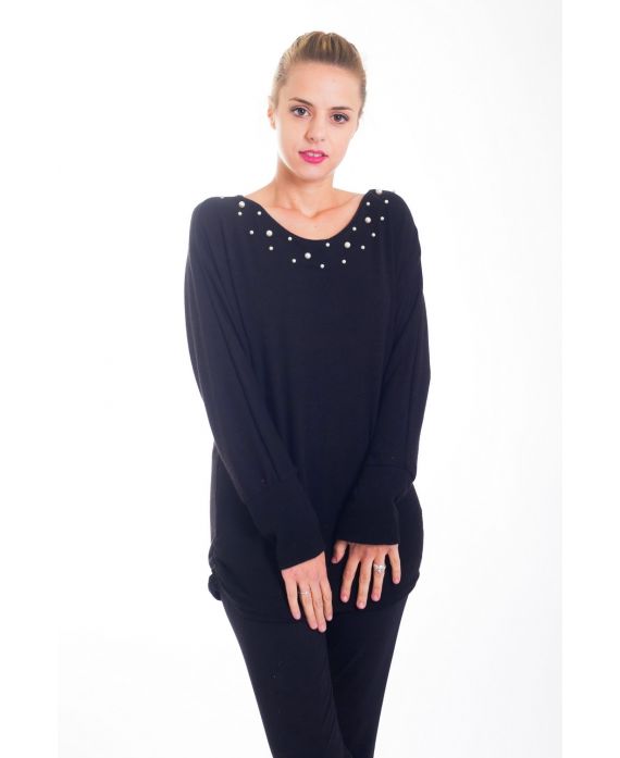 PULL PERLES DOS NŒUD 4415 NOIR