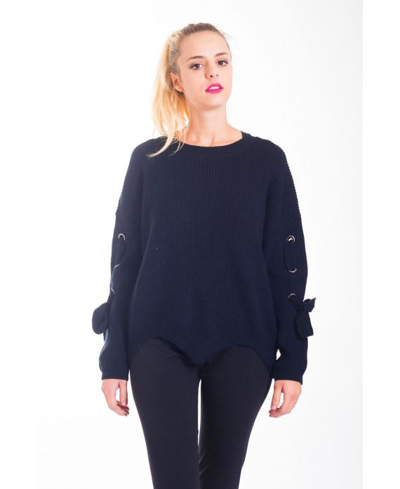 PULL MANCHES A LACETS 4407 NOIR