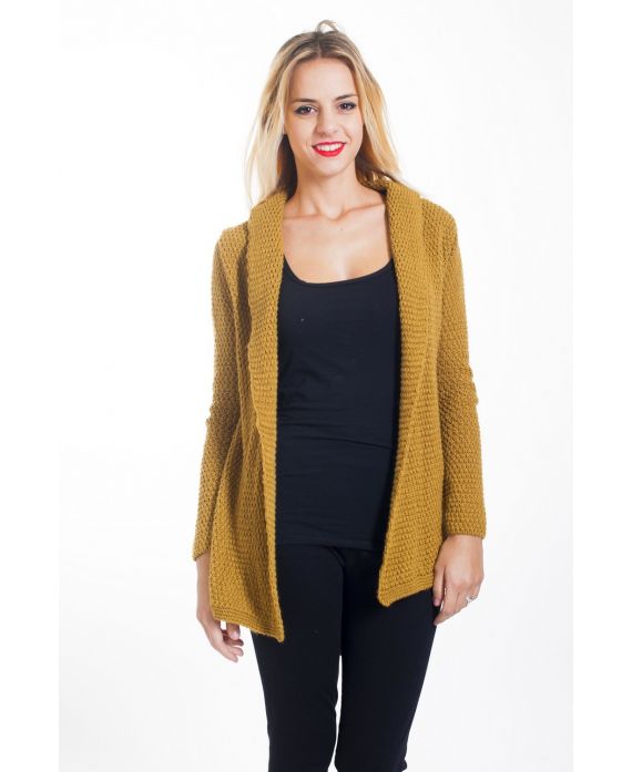 GILET MAILLE DOS AJOURE 4094 MOUTARDE