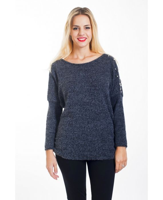PULL PERLES DOS OUVERT 4441 NOIR