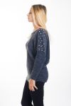 PULL PERLES DOS OUVERT 4441 NOIR