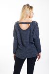 PULL PERLES DOS OUVERT 4441 NOIR