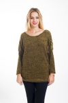 PULL PERLES DOS OUVERT 4441 MOUTARDE