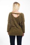 PULL PERLES DOS OUVERT 4441 MOUTARDE