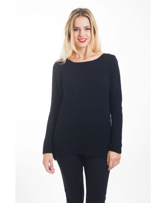 PULLOVER DOS AJOURE 4444 NOIR