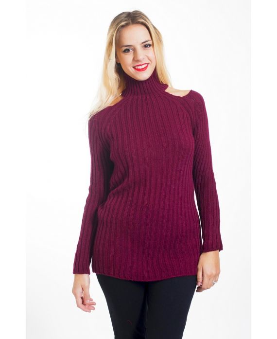 PULLOVER EPAULES OUVERTES 4445 BORDEAUX