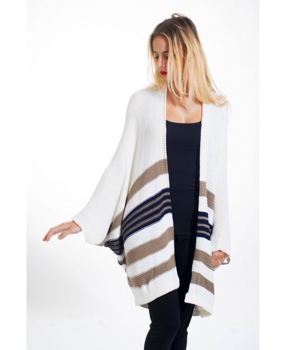 GIUBBOTTO PONCHO IN MAGLIA 4448 BIANCO