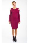 ROBE EPAULES PERLES 4449 BORDEAUX