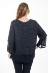 GRANDE TAILLE PULL TUNIQUE EFFET 2 EN 1 4455 NOIR