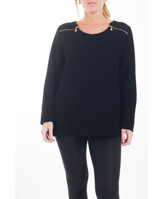 GRANDE TAILLE PULL ZIPPE 4462 NOIR