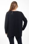 GRANDE TAILLE PULL MIX MATIERES 4464 NOIR