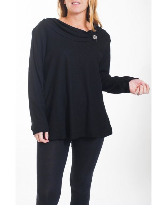 GRANDE TAILLE PULL ENCOLURE A BOUTON 4466 NOIR