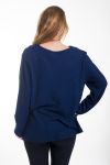 LARGE SIZE SWEATER NECKLINE HAS BUTTON 4466 NAVY BLUE