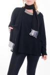 GRANDI DIMENSIONI PULL + SCIARPE PAILLETTES 4467 NERO