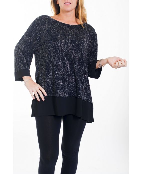 GRANDE TAILLE TUNIQUE EFFET BRILLANT 4470 ARGENT