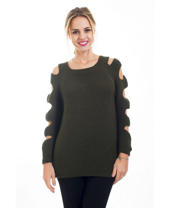PULLOVER EPAULES DENUDEES 4492 VERT MILITAIRE