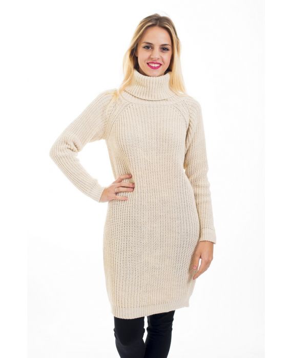 PULL ROBE COL ROULE 4487 BEIGE
