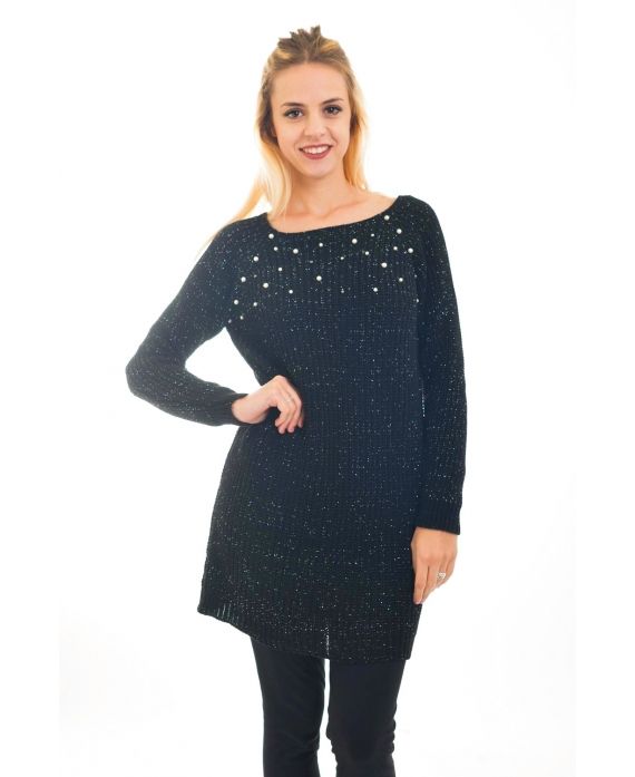 PULL TUNIQUE LUREX PERLES 4479 NOIR