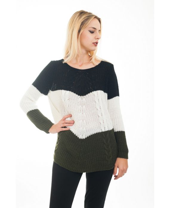 PULLOVER TRI-COLORE 4480 NOIR