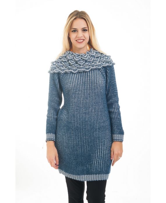 PULL TUNIQUE COL TOMBANT 4483 BLEU