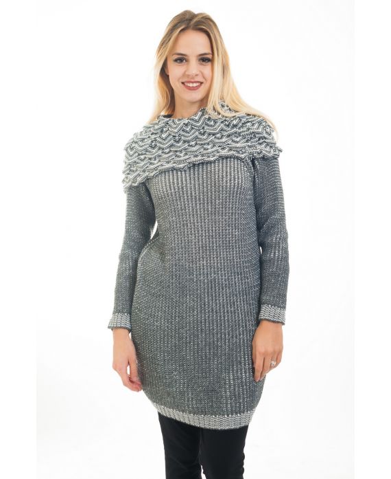 PULL TUNIQUE COL TOMBANT 4483 GRIS