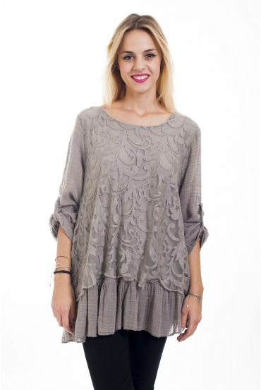 TUNICA IN PIZZO 4495 TAUPE
