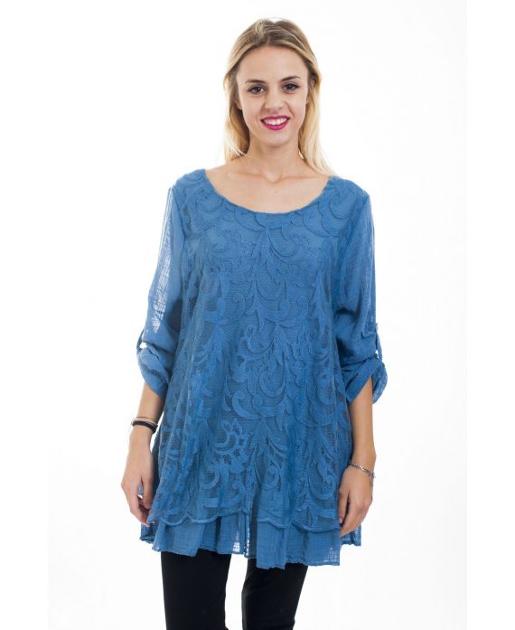 TÚNICA DE ENCAJE 4495 AZUL