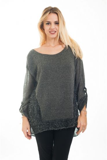 TUNIC MOHAIR EMPIECEMENT 4496 GREY