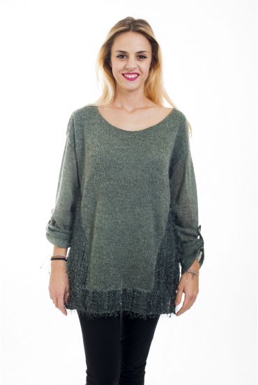 TUNIC MOHAIR EMPIECEMENT 4496 MILITARY GREEN