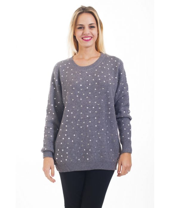 PULLOVER PAILLETE 4482 GRIS