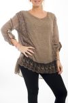 TUNIC MOHAIR EMPIECEMENT 4498 TAUPE