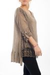 TUNIC MOHAIR EMPIECEMENT 4498 TAUPE
