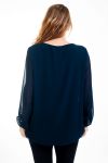 LARGE SIZE BLOUSE NECKLINE FANCY 4521 NAVY