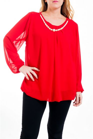 LARGE SIZE BLOUSE NECKLINE FANCY 4521 RED