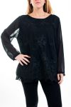 GRANDI DIMENSIONI, TOP TUNICA IN PIZZO SUPERPOSEE 4519 NERO
