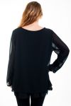 GRANDI DIMENSIONI, TOP TUNICA IN PIZZO SUPERPOSEE 4519 NERO