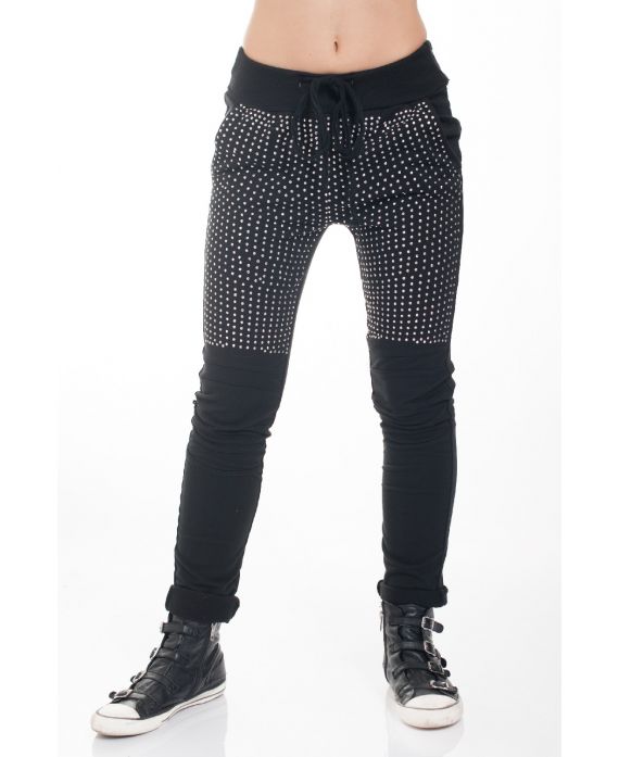 PANTALONI STRASS 4527 NERO