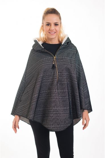 CAPE FAUX FUR 4554 ZWART