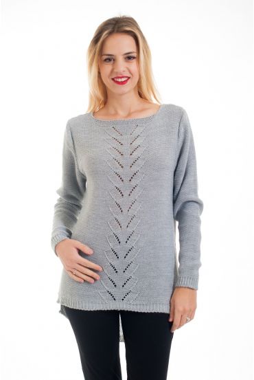 PULLOVER AJOURE 4538 GRAY