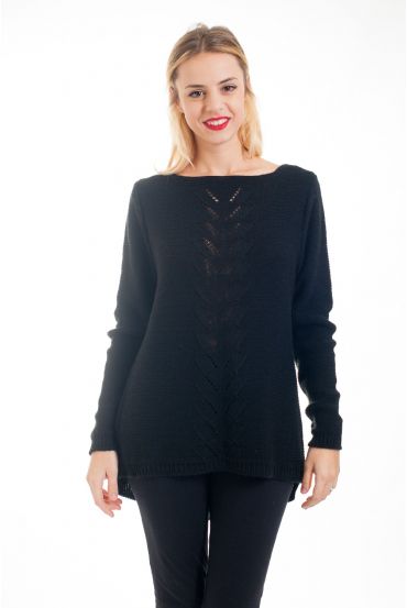 PULLOVER AJOURE 4538 NOIR