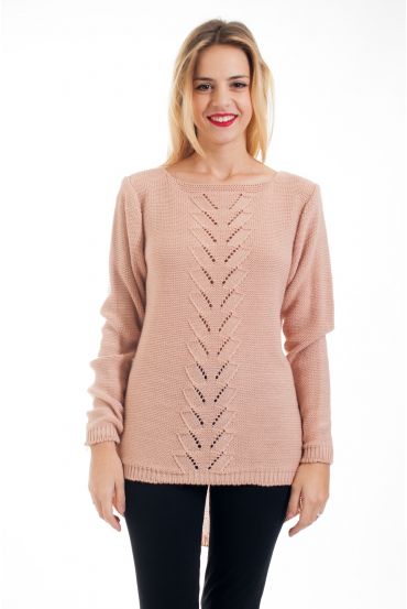 PULLOVER AJOURE 4538 ROSE