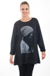 SWEATER TUNIC PRINTS WOMAN 4540 BLACK