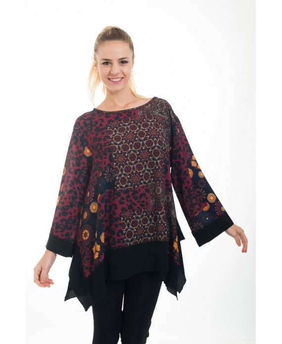 TUNIC PRINTED ETHNIC 4553 BORDEAUX