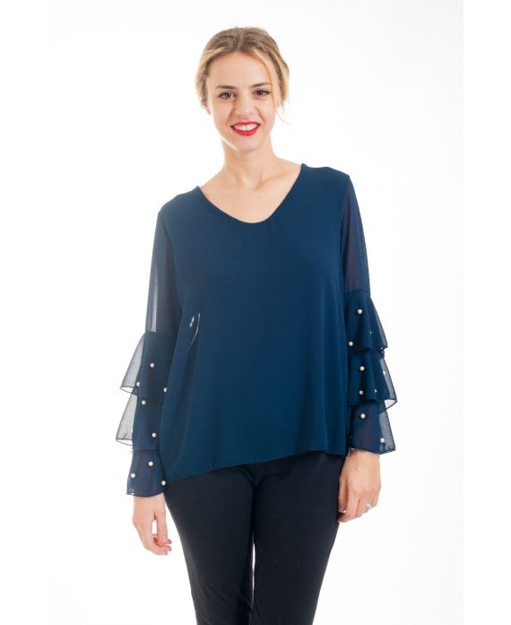 TUNIC SLEEVES BEADED FLAMENCO 4546 NAVY