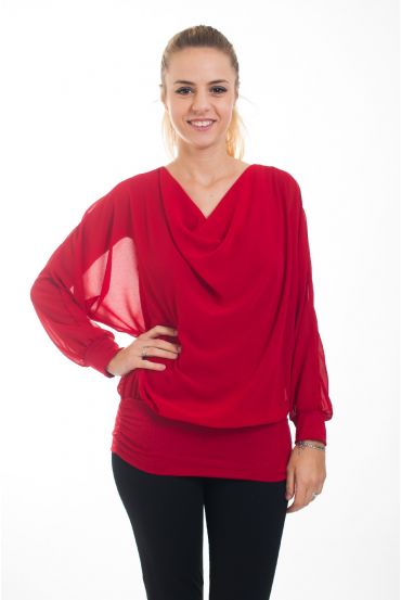 TOP COL BENITIER 4533 ROSSO