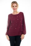 TUNIC BEADED 4543 BORDEAUX